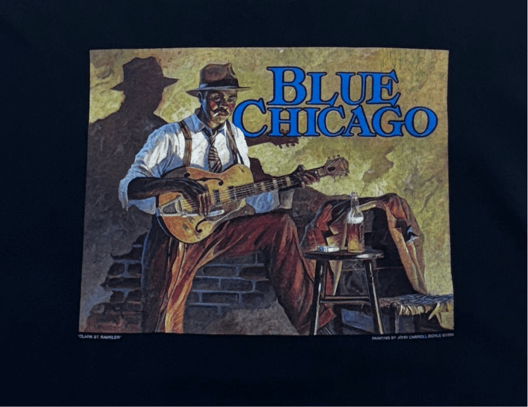 1994 Blue Chicago Art T-Shirt - 2XL - ALL GOODS - ALL GOODS