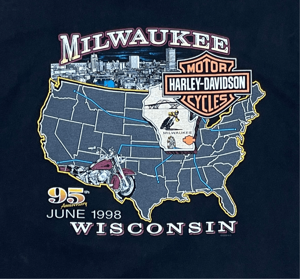1998 Harley Davidson 95th Anniversary Shirt - XL - ALL GOODS - ALL GOODS