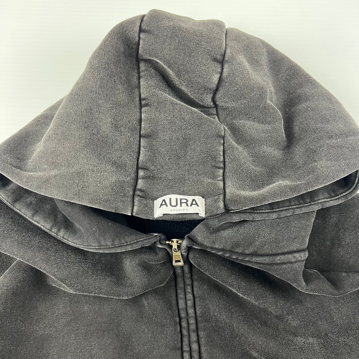 Aura Studios Ash Gray Zip Up Butterfly Hoodie - L