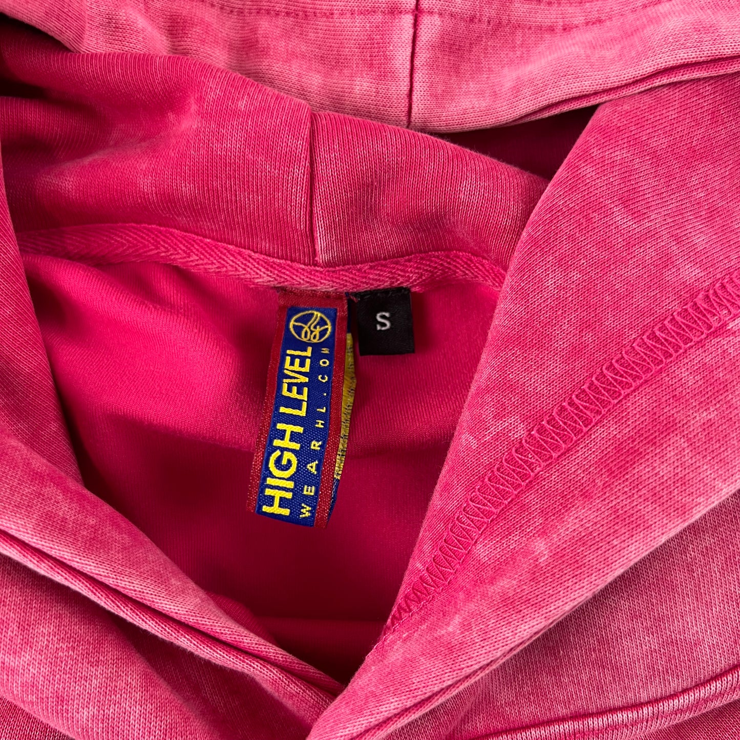 High Level Pink Acid Wash Hoodie - S