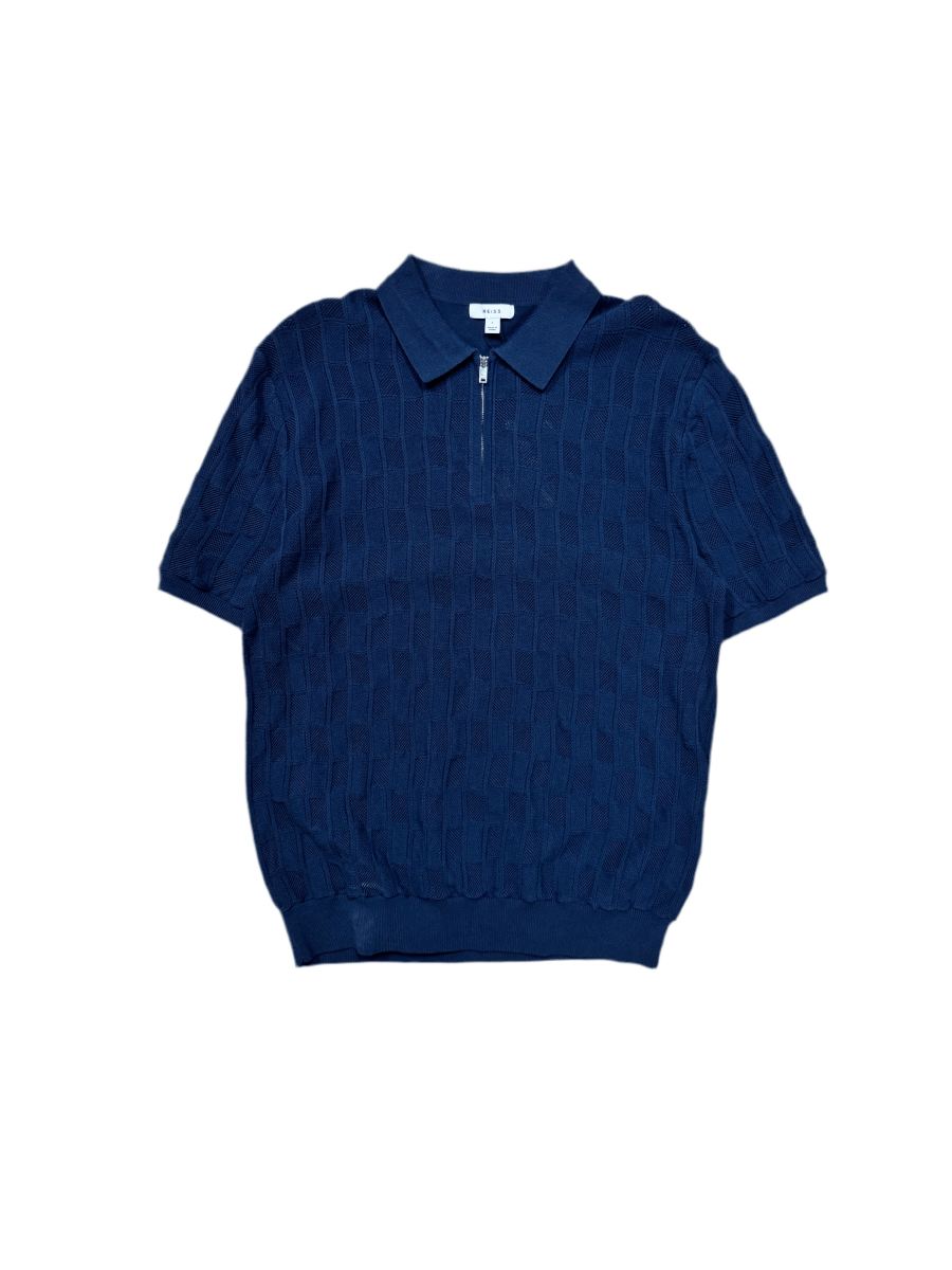 Blue Reiss Quarter Zip Polo Shirt - Large - ALL GOODS - ALL GOODS