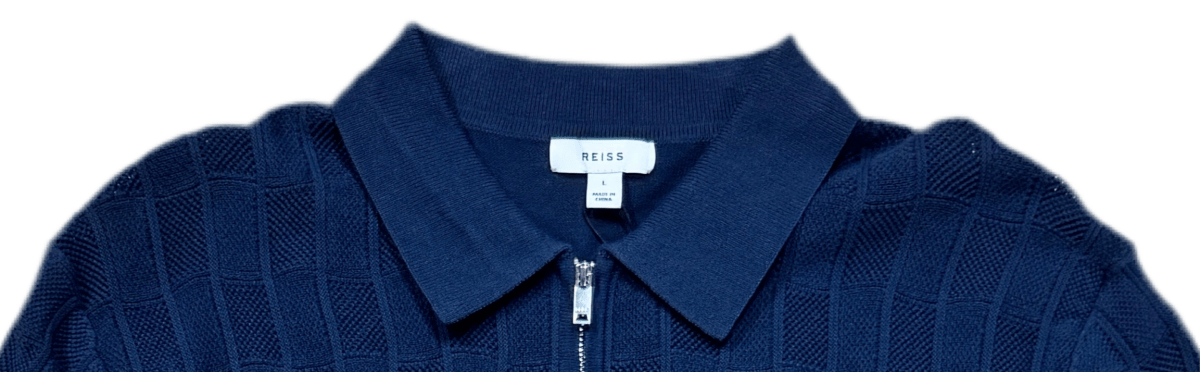 Blue Reiss Quarter Zip Polo Shirt - Large - ALL GOODS - ALL GOODS