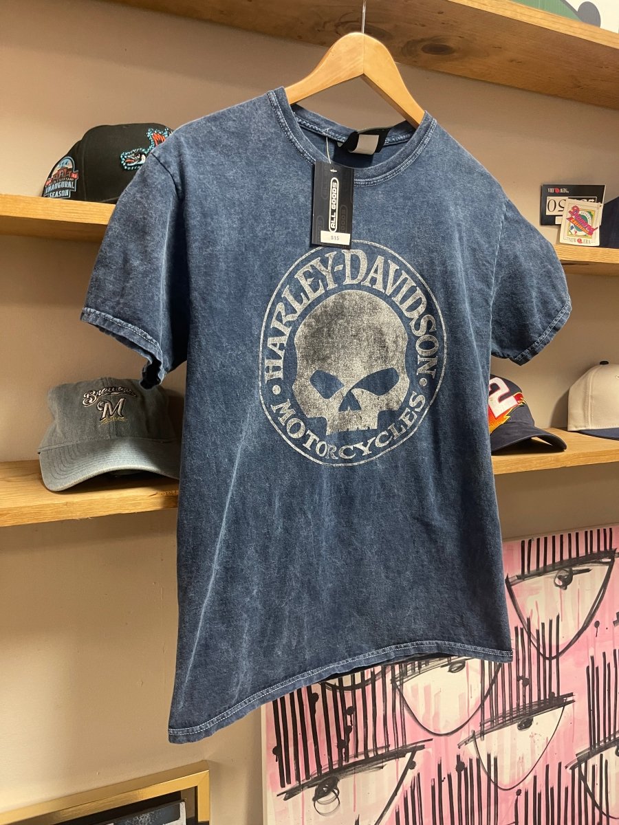 Y2K Harley Davidson Museum Navy Blue Shirt Size Small - ALL GOODS - ALL GOODS