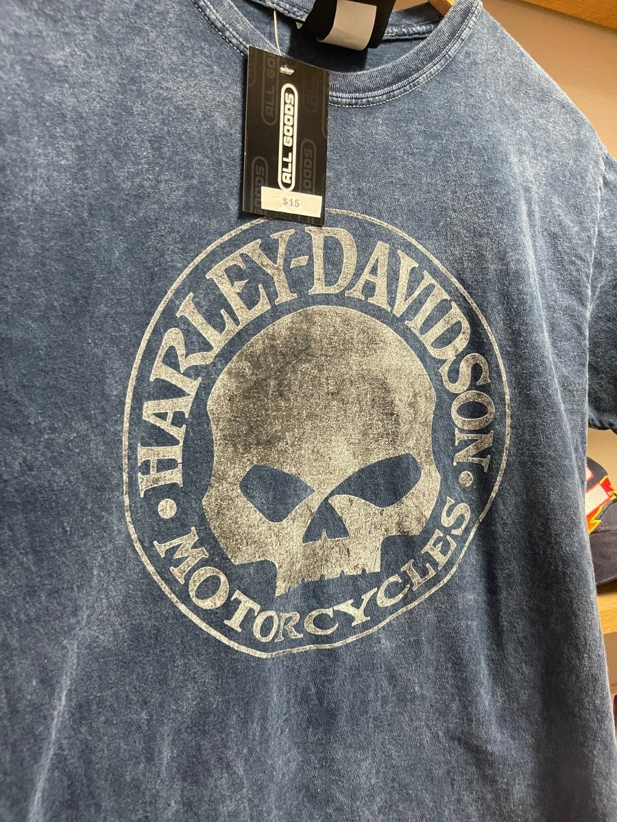 Y2K Harley Davidson Museum Navy Blue Shirt Size Small - ALL GOODS - ALL GOODS