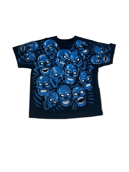 Vintage 00s Liquid Blue AOP T-Shirt - XL