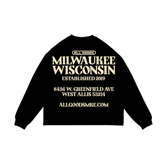 All Goods Puff Print Long Sleeve Tee (Onyx Black/Cream)