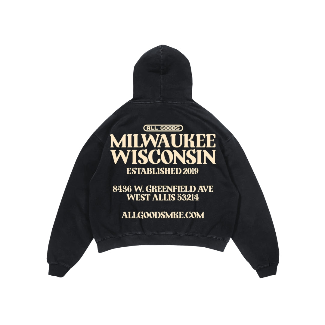 All Goods Puff Print Hoodie (Onyx Black/Cream)