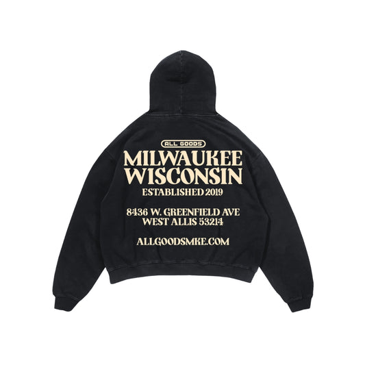 All Goods Puff Print Hoodie (Onyx Black/Cream)