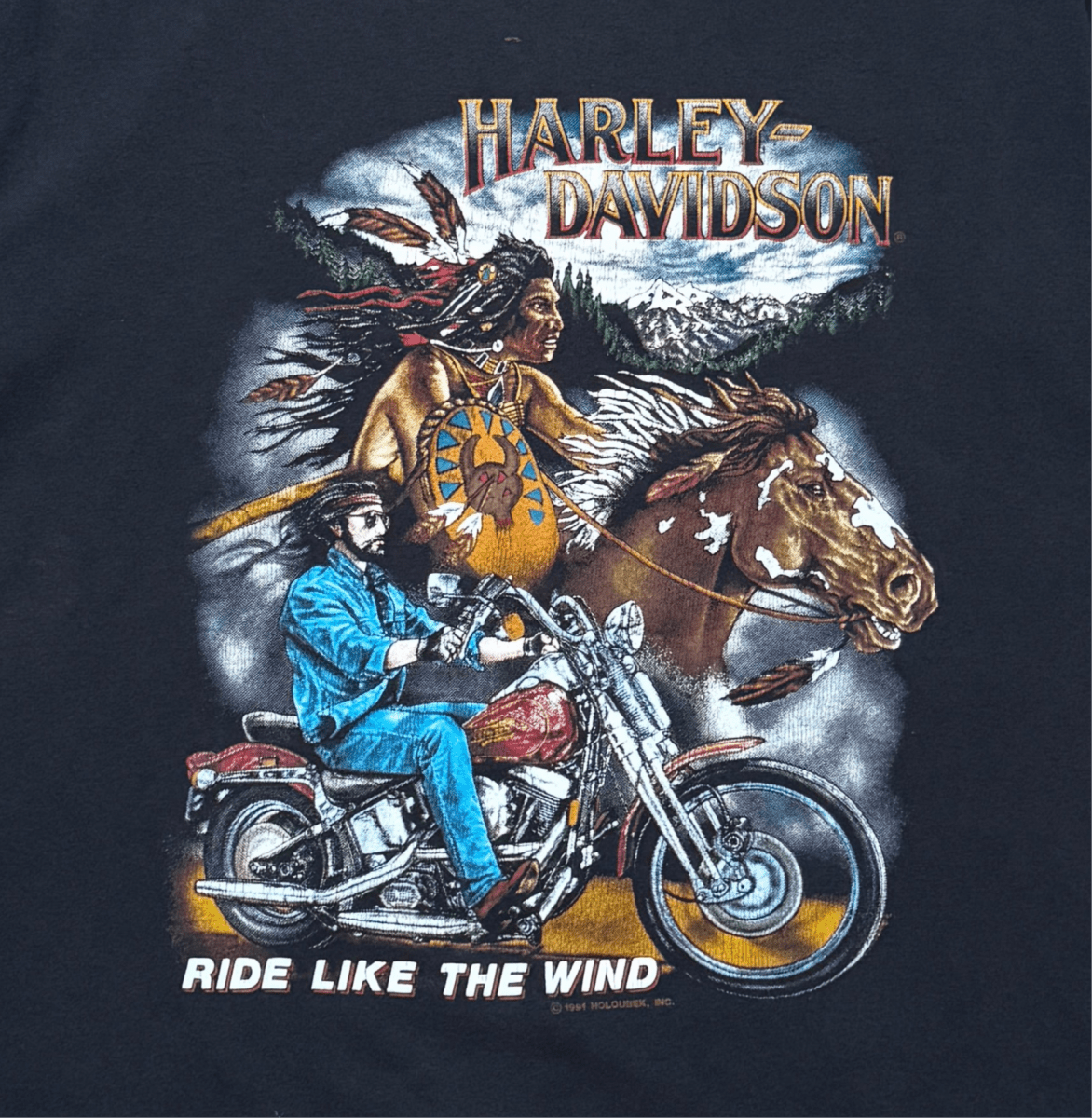 1991 3D Emblem “Ride Like The Wind” Tee - Medium - ALL GOODS - ALL GOODS