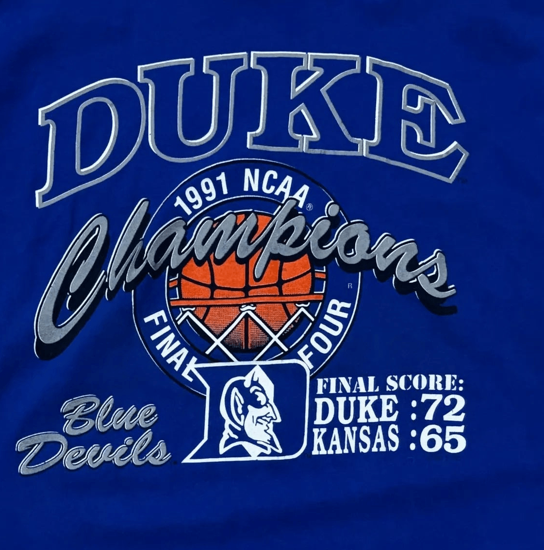 1991 Duke Blue Devils T-Shirt - XL - ALL GOODS - ALL GOODS
