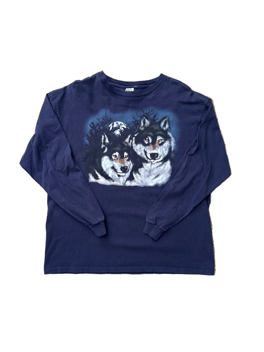 Vintage Wolf Long Sleeve T-Shirt - Large