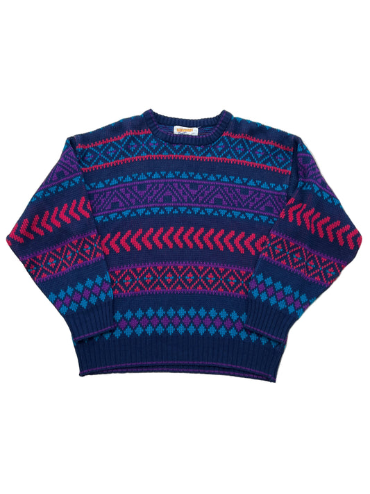 Vintage Purple And Red Knitted Sweater-Large