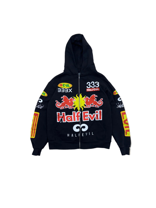 Vintage Half-Evil Logo Zip Up Hoodie - Medium