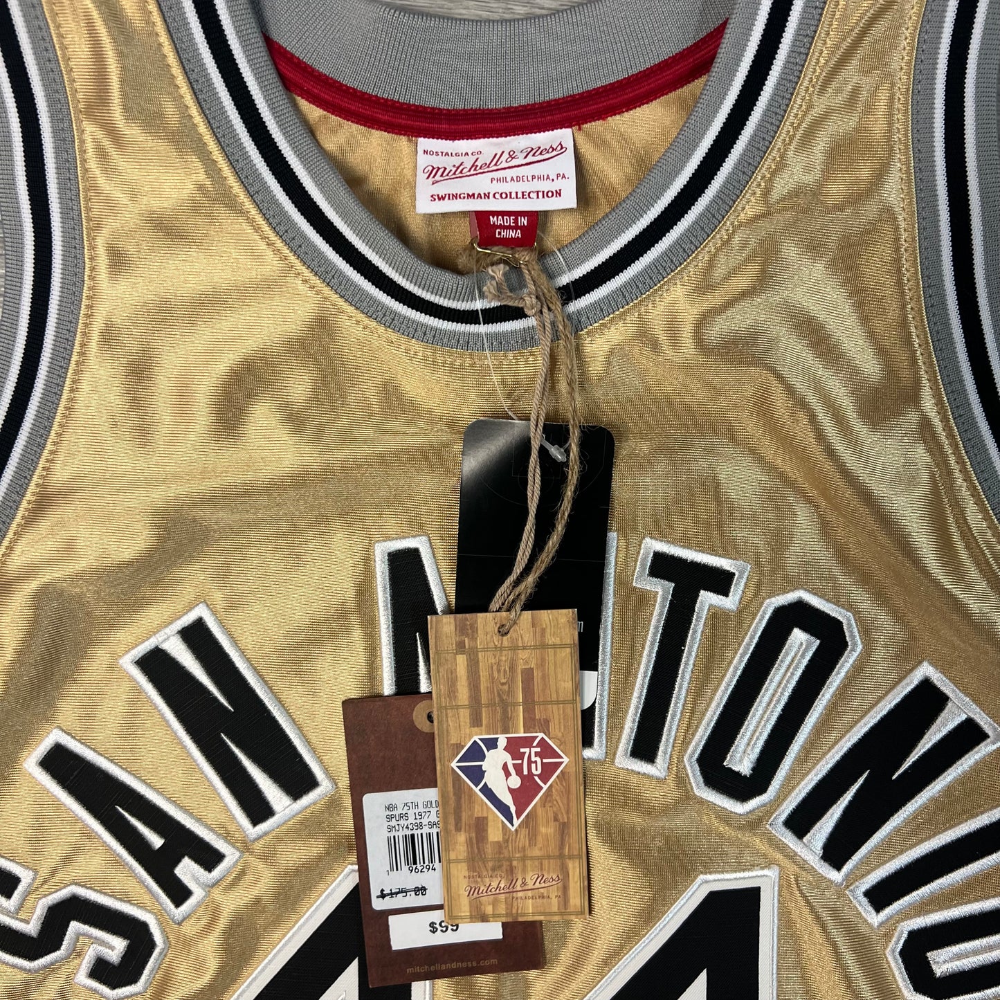 San Antonio #44 Gervin Basketball Jersey - M
