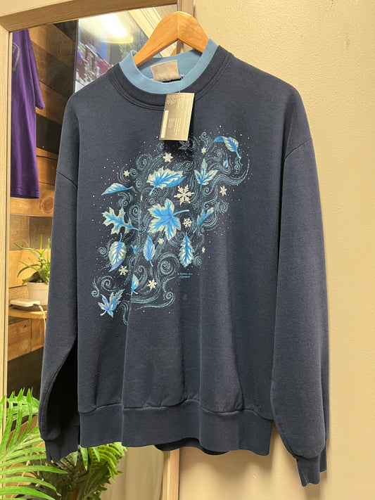 Vintage Navy Blue Snow Ice Crewneck- Large