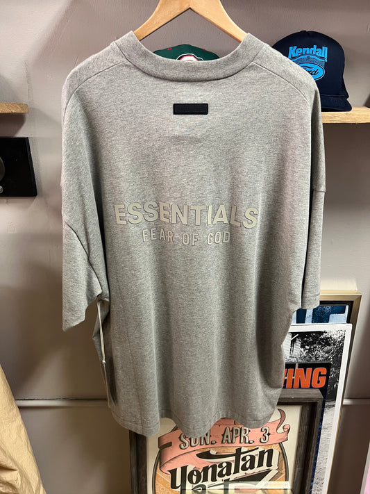 Essentials Men’s V Neck Heavy Grey T-Shirt- Medium