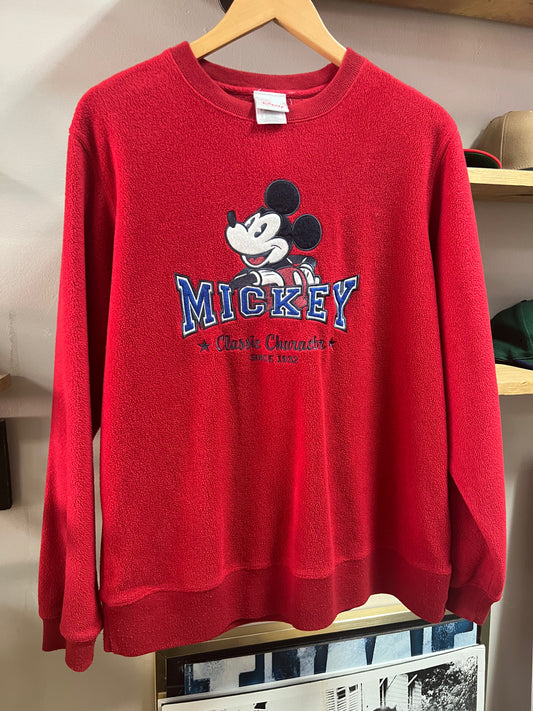 Vintage Disney Mickey Classic Red Fleece Crewneck- Small