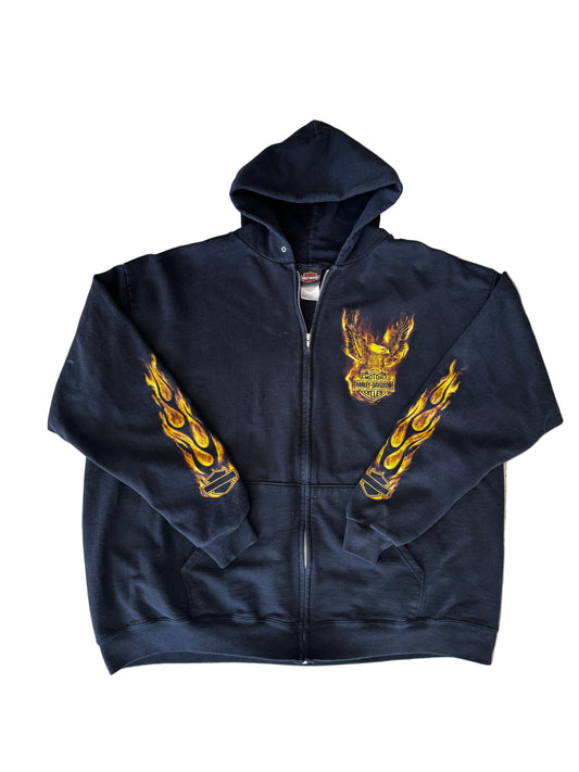 2009 Harley Davidson Flame Sleeve Zip Up - 2XL