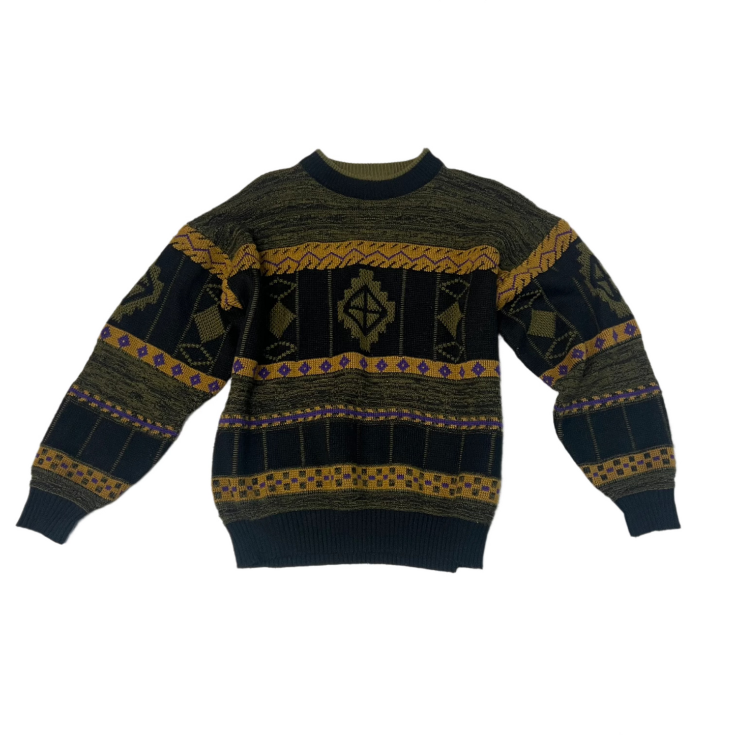 Patterned Crewneck Sweater - L