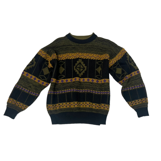 Patterned Crewneck Sweater - L