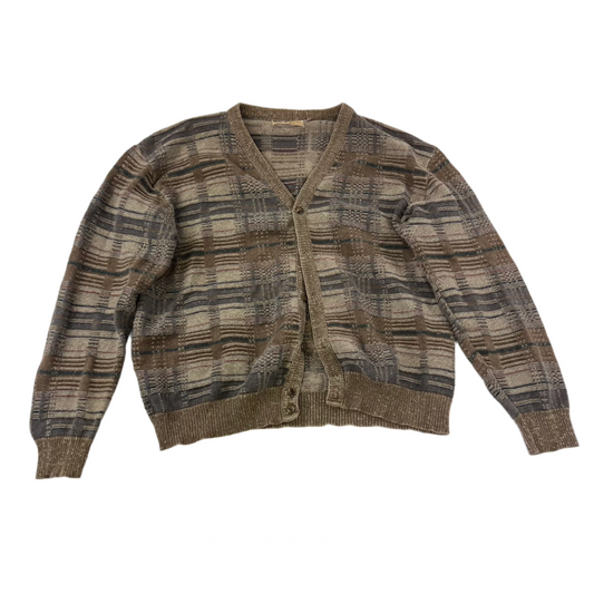 Plaid Cardigan Sweater - M