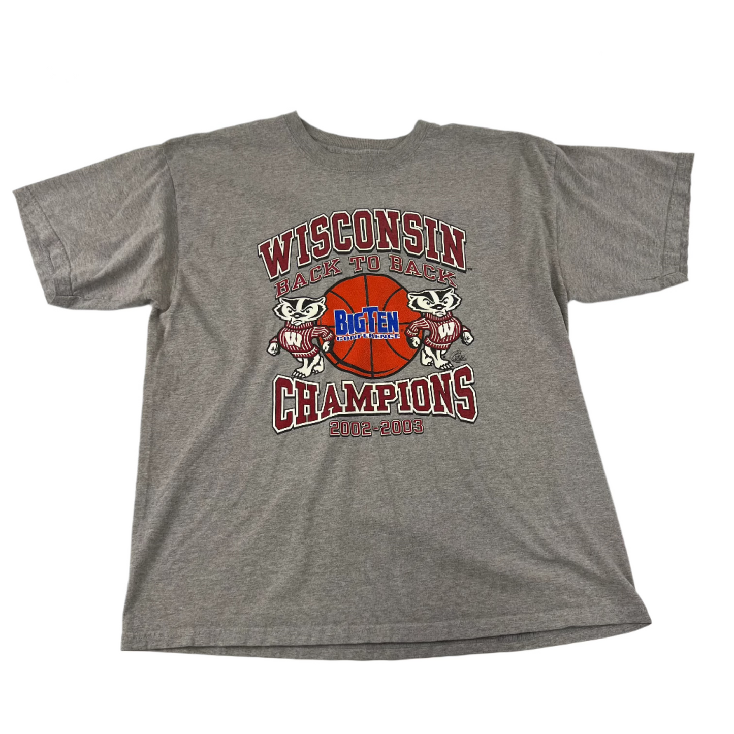 Wisconsin Back to Back Basketball Champions Badgers Shirt - XL