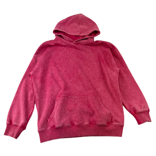 High Level Pink Acid Wash Hoodie - S