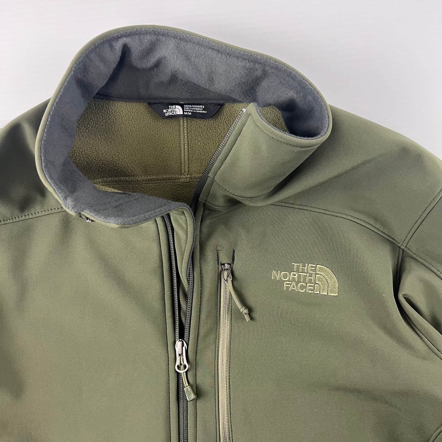 Army Green North Face Zip Up Jacket - M