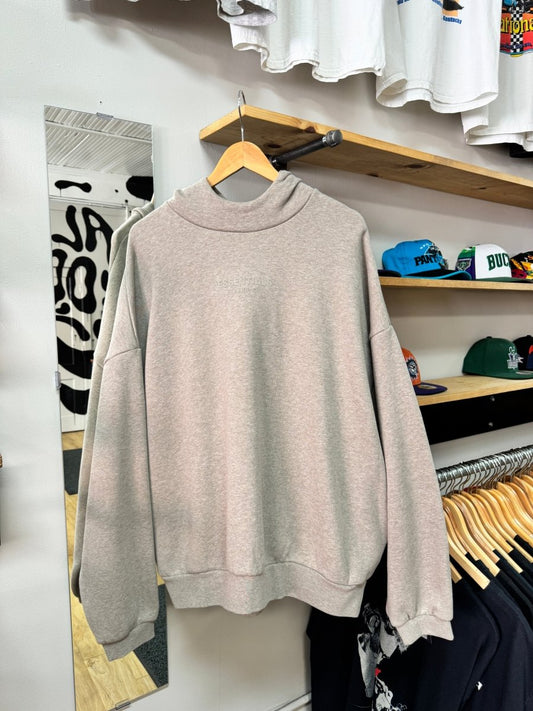 Essentials Tan Mock Neck Hoodie - Large - ALL GOODS - ALL GOODS