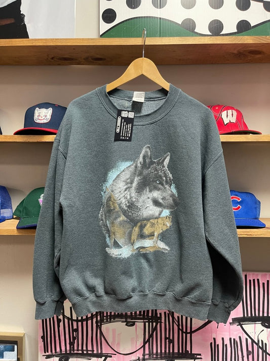 Nature Wolf Grey Crewneck Size L - ALL GOODS - ALL GOODS