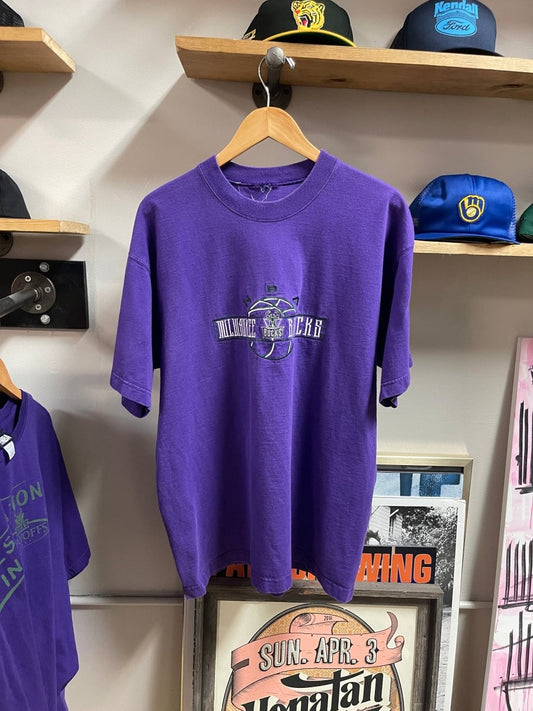NBA Milwaukee Bucks Embroidered Purple Shirt - ALL GOODS - ALL GOODS