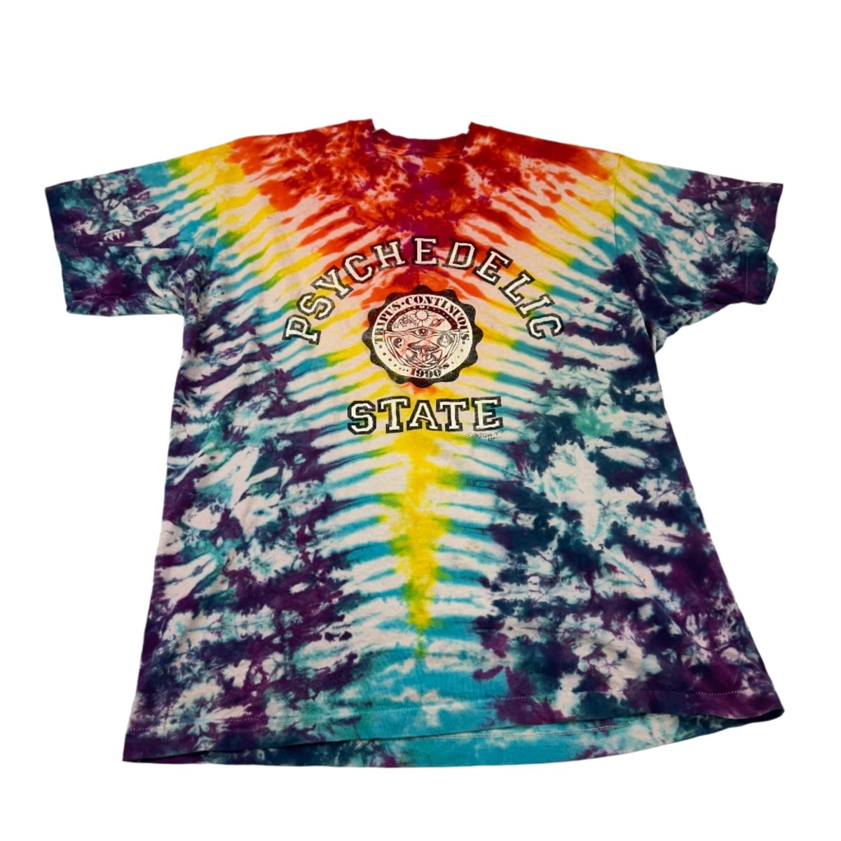Psychedelic State 1990s Vintage Tie Dye Rainbow Shirt - ALL GOODS - ALL GOODS