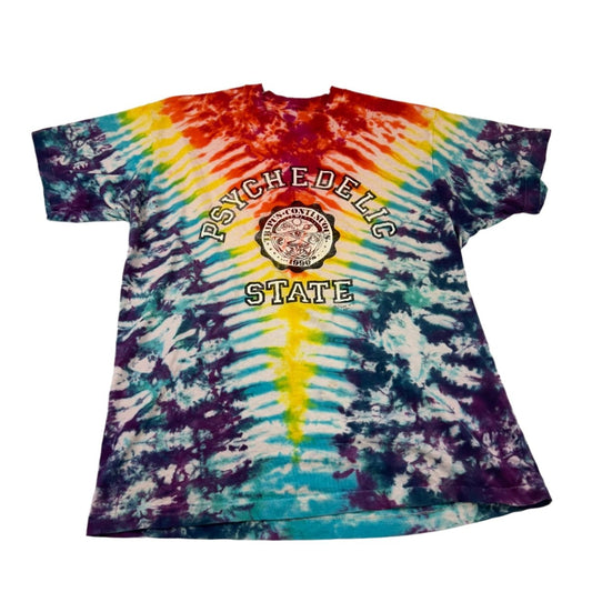 Psychedelic State 1990s Vintage Tie Dye Rainbow Shirt - ALL GOODS - ALL GOODS