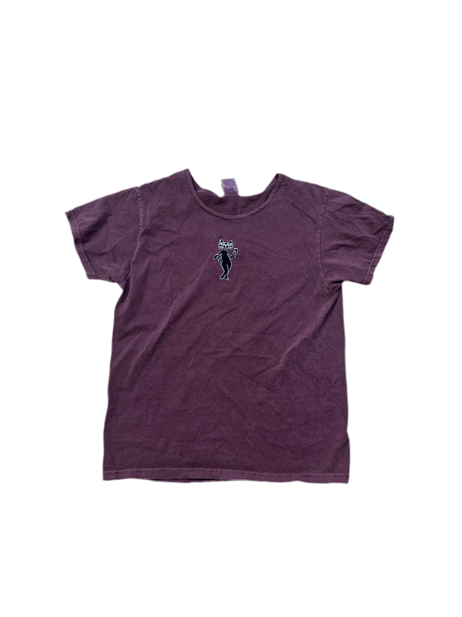 Purple Cat And Wine Shirt - Small - ALL GOODS - ALL GOODS