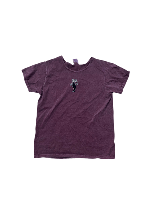 Purple Cat And Wine Shirt - Small - ALL GOODS - ALL GOODS